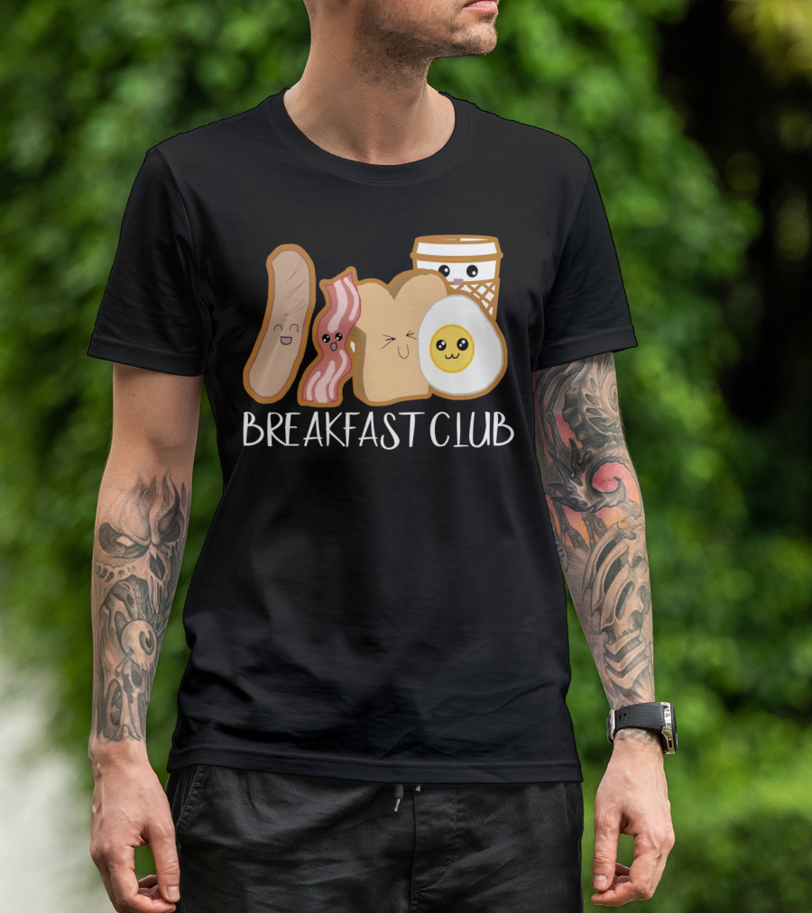 Kawaii Breakfast Club Funny Foodie Adorable Cartoon Food Faces T-Shirt