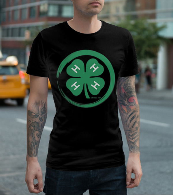 4 H Clover Emblem With 18 USC 707 Text T-Shirt
