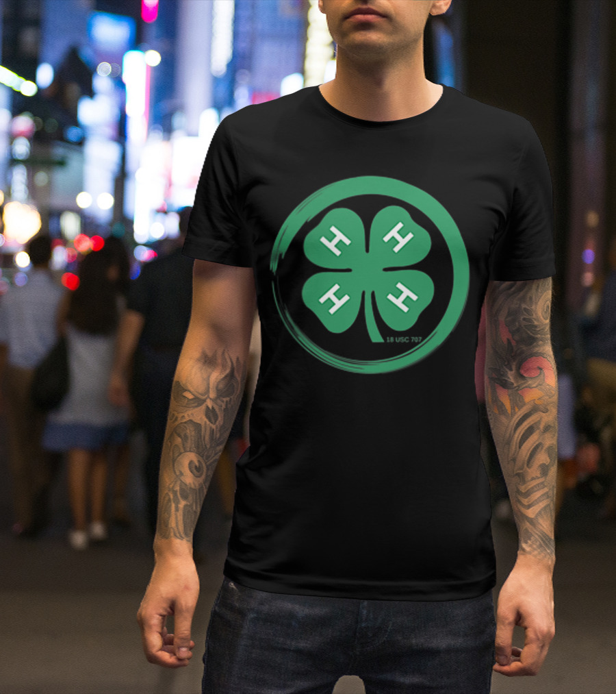 4 H Clover Emblem With 18 USC 707 Text T-Shirt