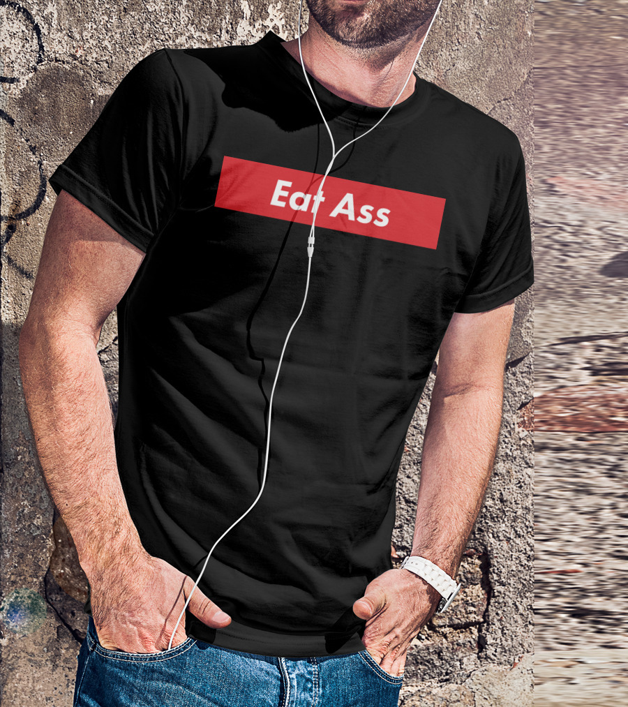 Eat Ass Red Box Logo Minimalist T-Shirt