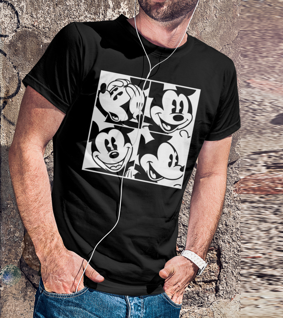 Disney Mickey Mouse Classic Expressions In Four Squares T-Shirt