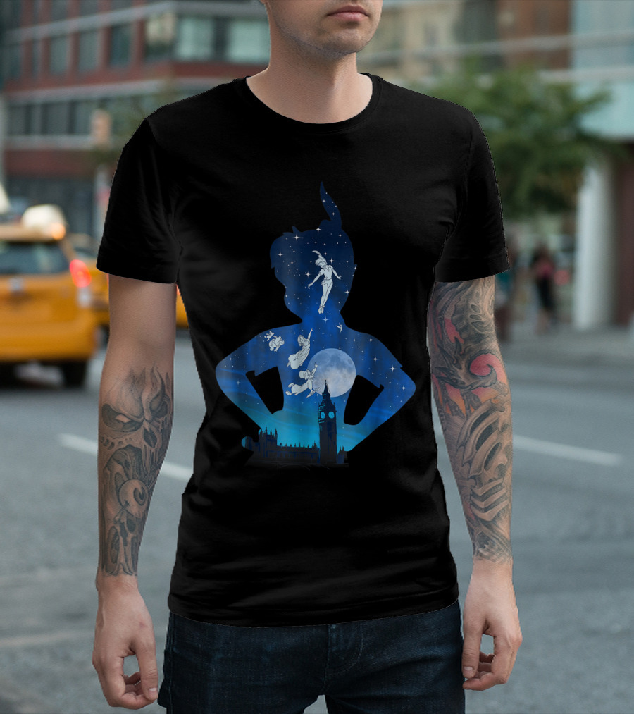 Disney Peter Pan London Night Sky Silhouette Flight T-Shirt