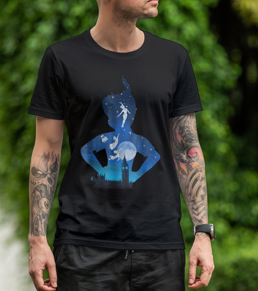 Disney Peter Pan London Night Sky Silhouette Flight T-Shirt