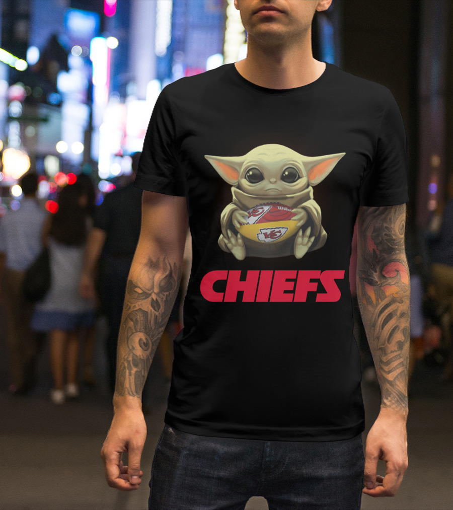 Yoda With Kansas City Chiefs Football T-Shirt