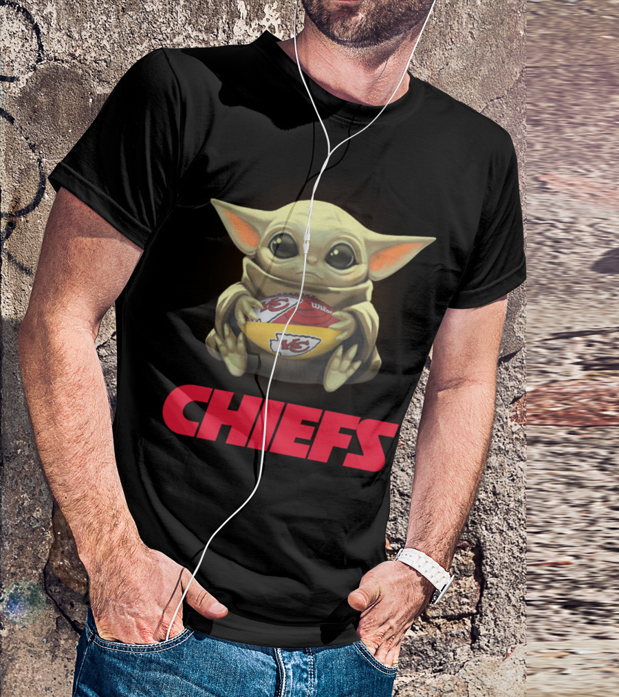Yoda With Kansas City Chiefs Football T-Shirt