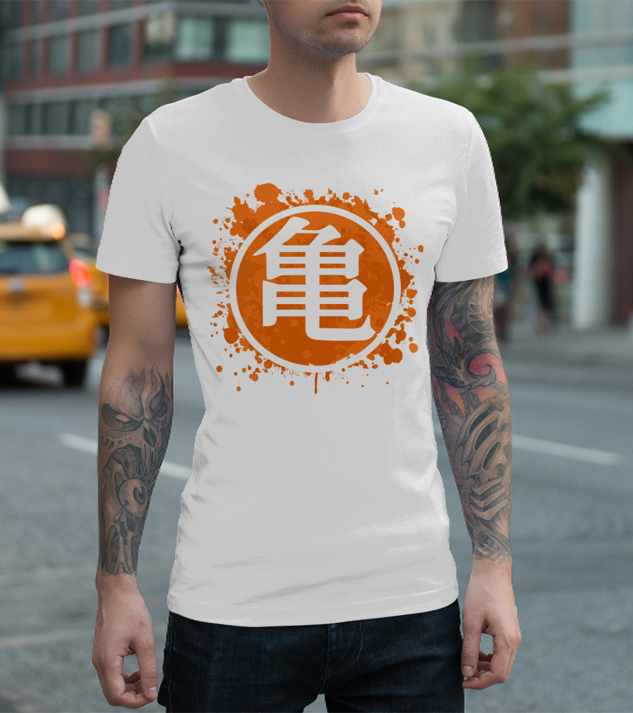 Goku Turtle Kanji Symbol Splash Orange T-Shirt