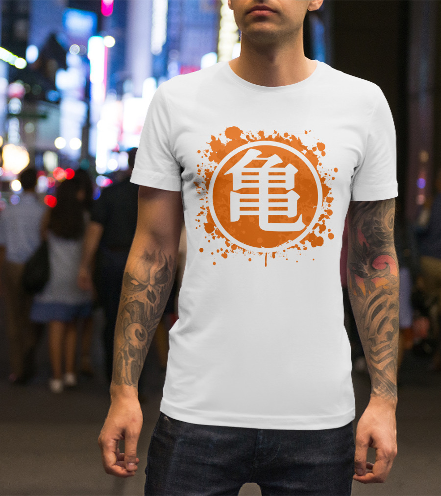 Goku Turtle Kanji Symbol Splash Orange T-Shirt
