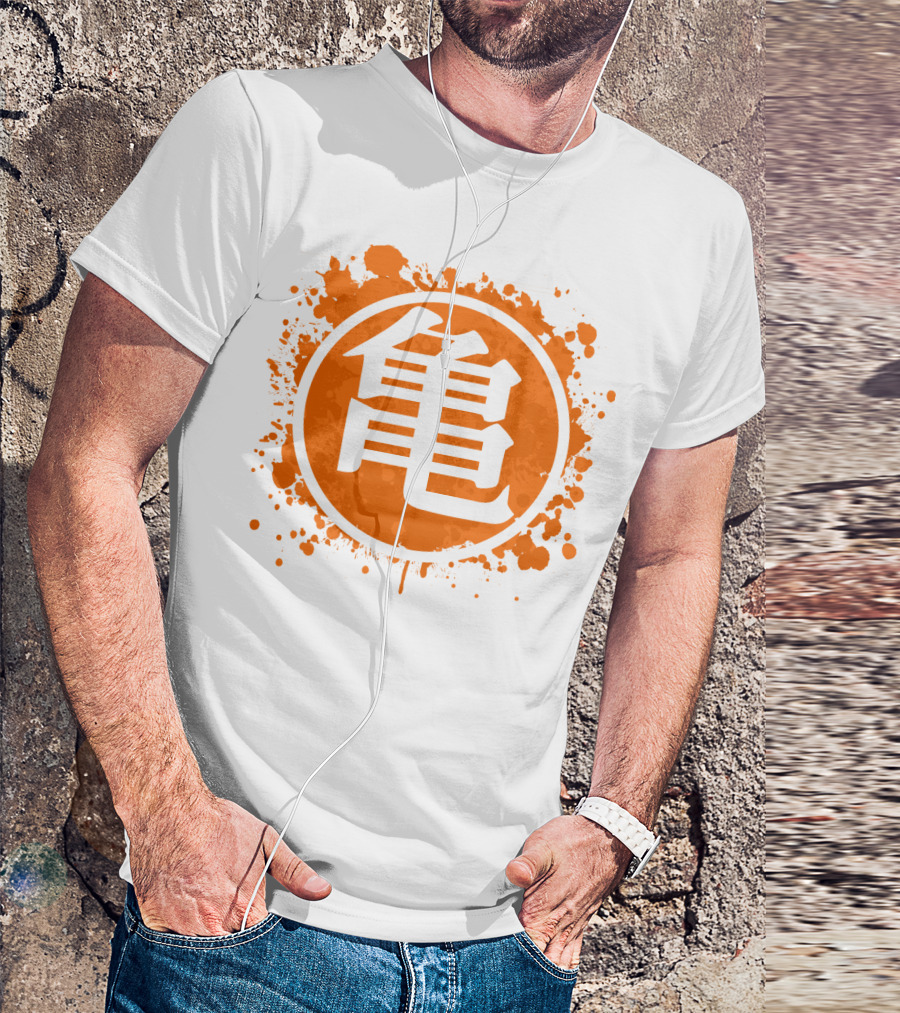 Goku Turtle Kanji Symbol Splash Orange T-Shirt