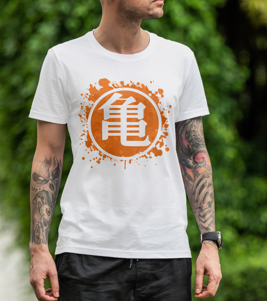 Goku Turtle Kanji Symbol Splash Orange T-Shirt