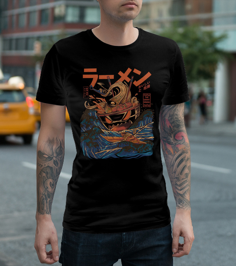 The Great Ramen Battle Delicious and Dangerous Kanagawa Wave Noodles T-Shirt