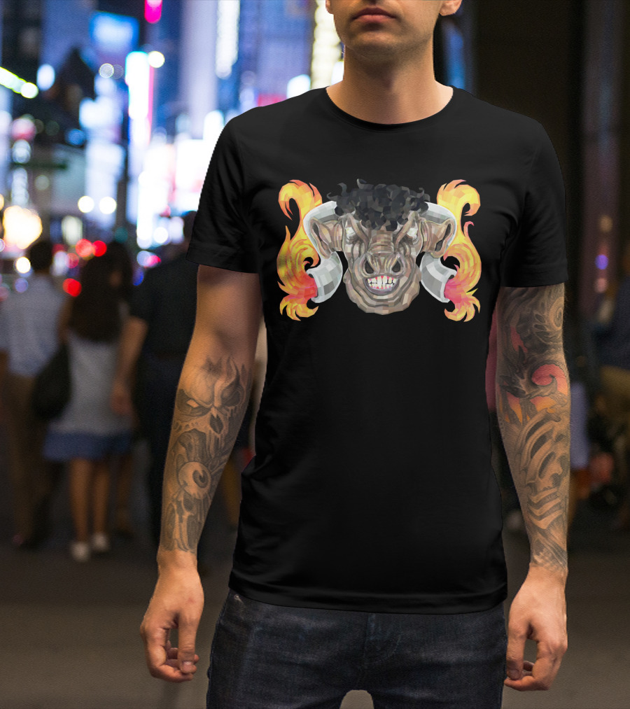 Taurus Bull God Mythical Fiery Horns T-Shirt