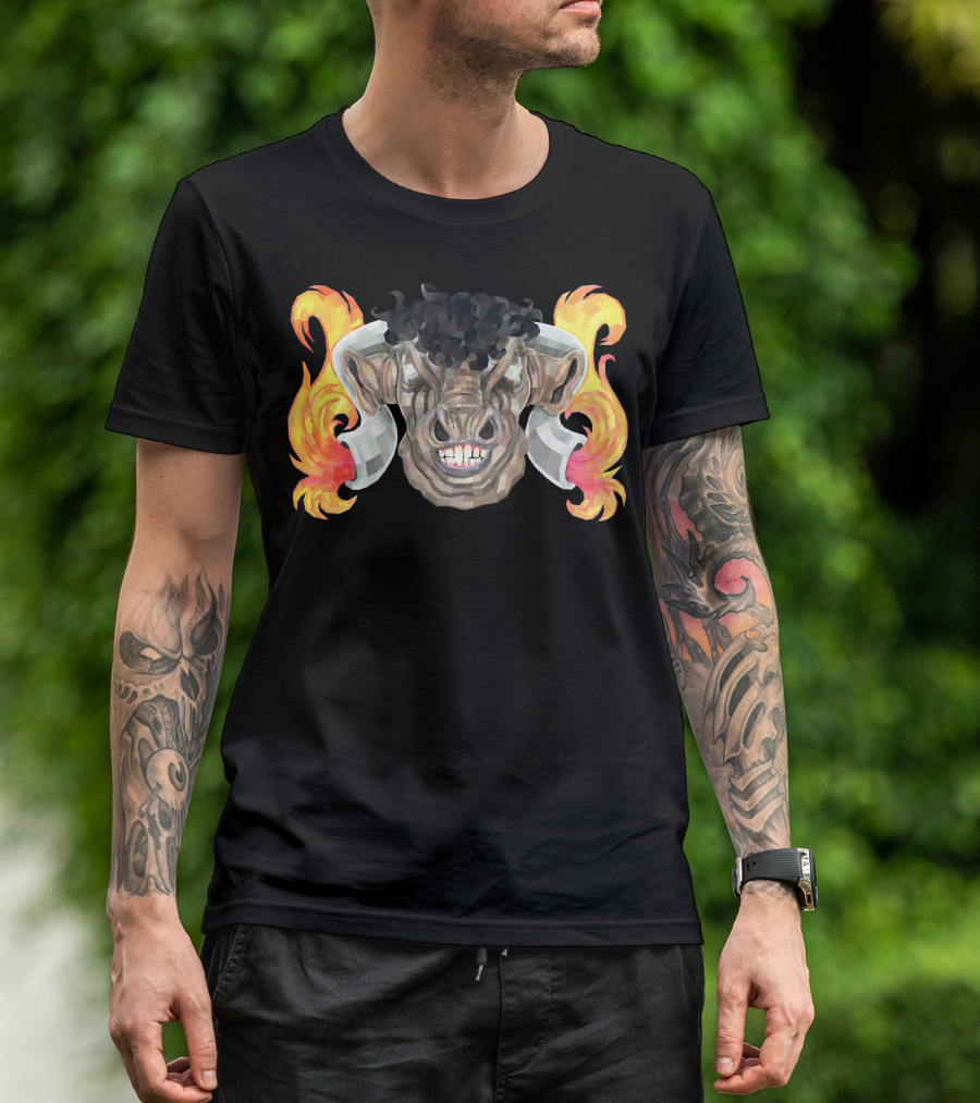 Taurus Bull God Mythical Fiery Horns T-Shirt