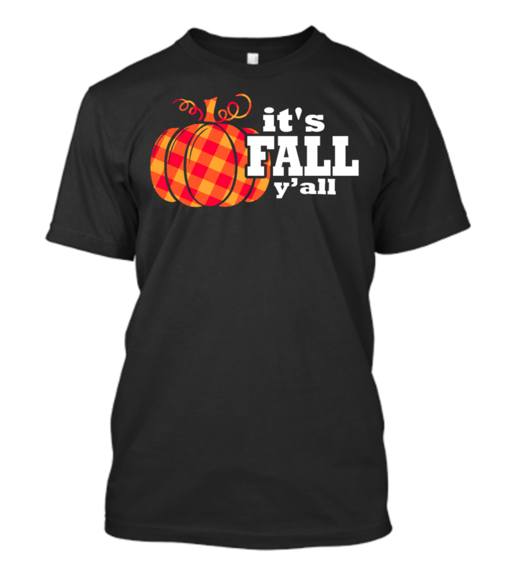 It's Fall Y'all Plaid Pumpkin Autumn T-Shirt