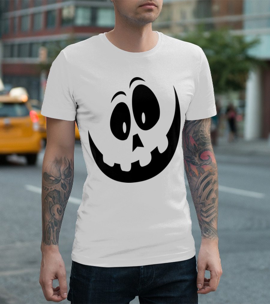 Happy Halloween Pumpkin Smile Black Spooky Face T-Shirt