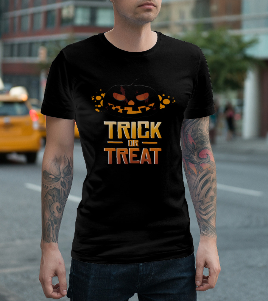 Black Pumpkin Trick Or Treat Halloween T-Shirt