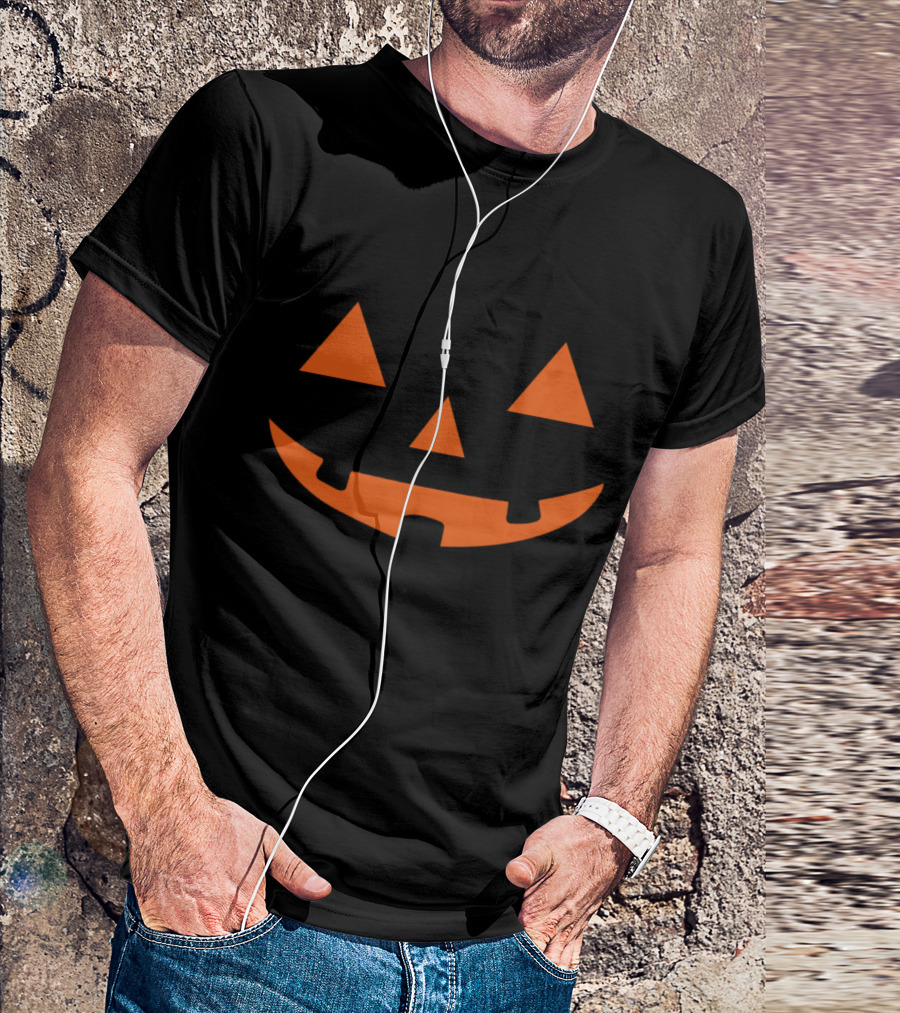 Pumpkin Jack-O'-Lantern Evil Smiley Face T-Shirt