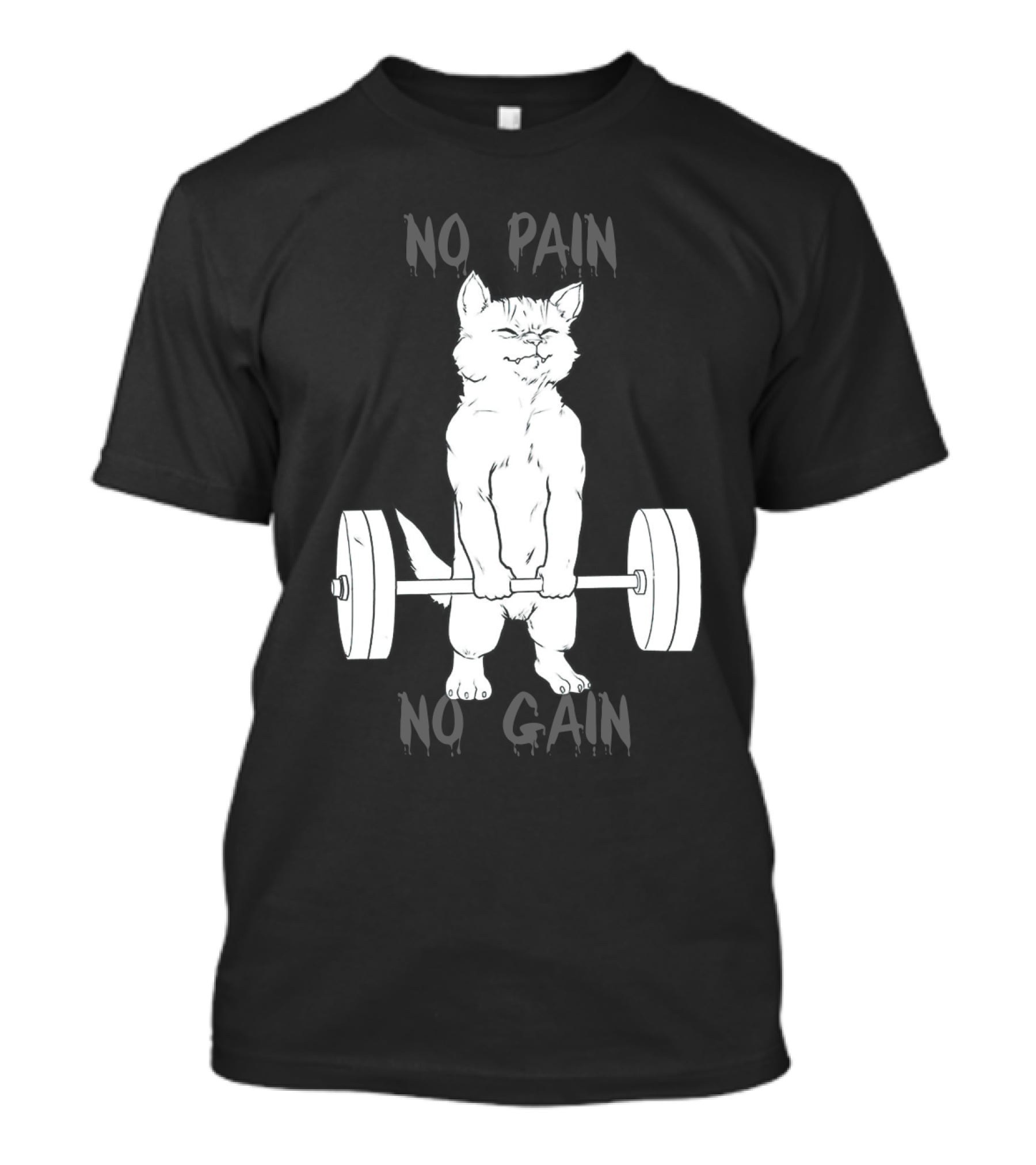 NO PAIN NO GAIN Cat Lifting Weights T-Shirt