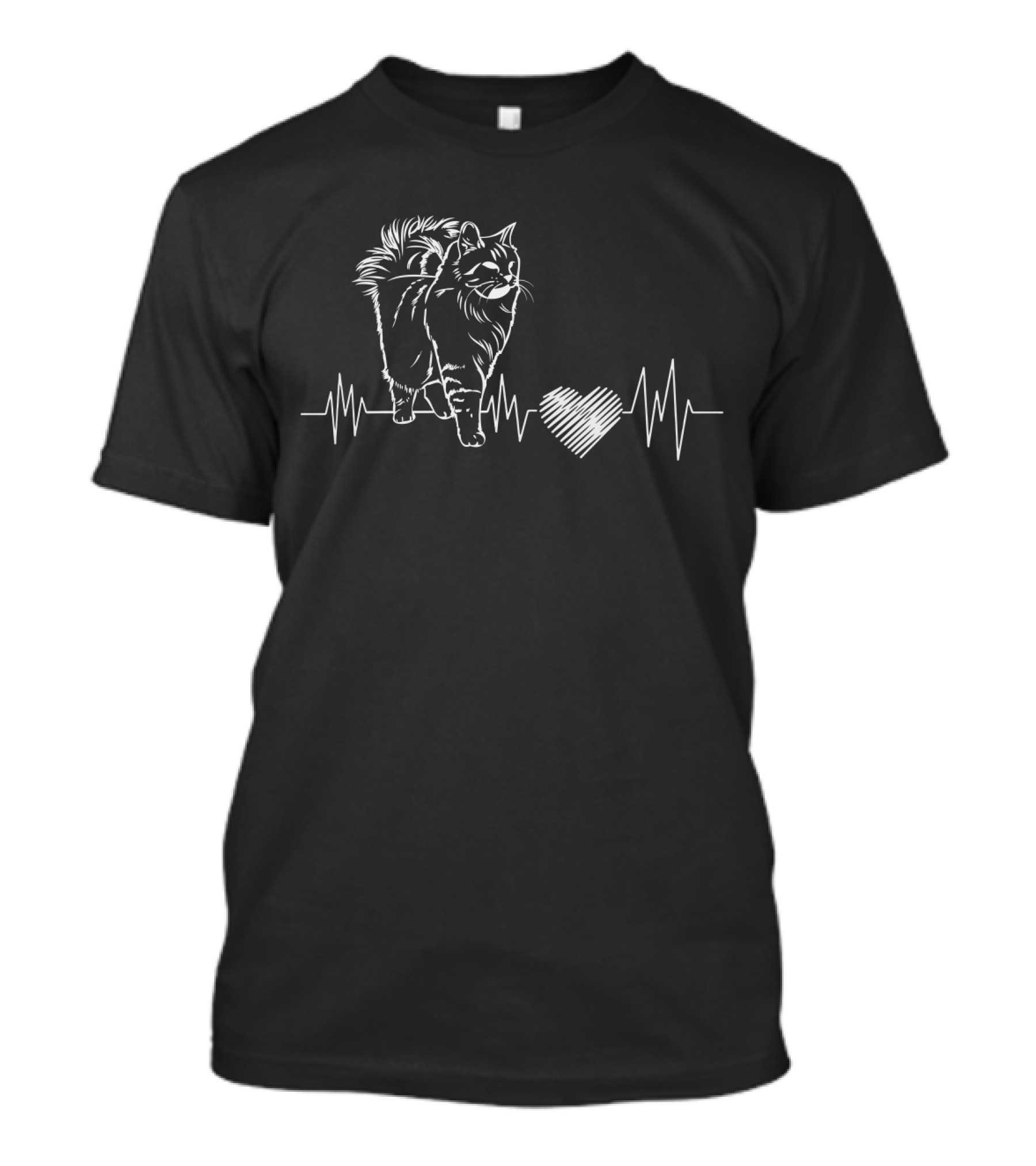 SiberianLover Cat Heartbeat Line With Heart T-Shirt
