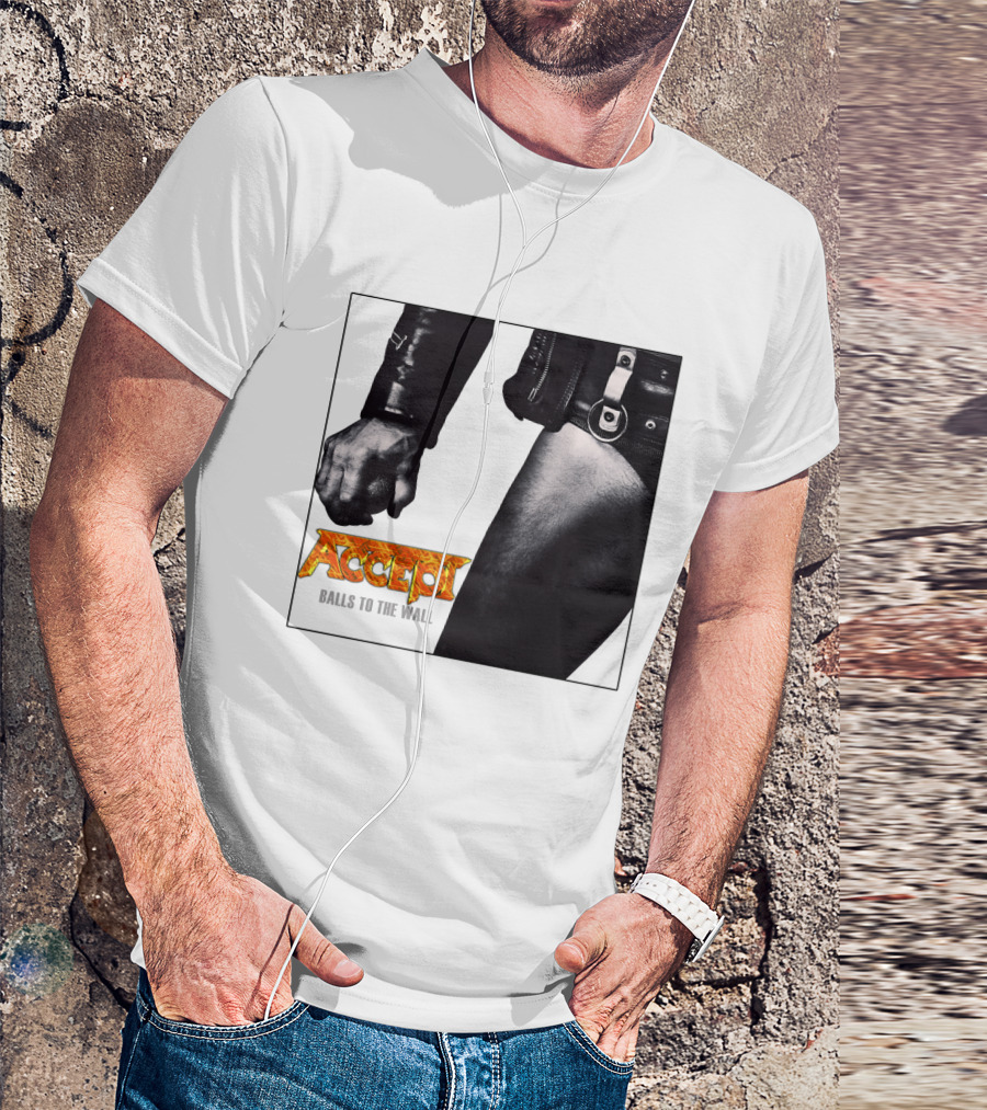 Accept Balls To The Wall Album Cover Leather Jacket And Studded Belt T-Shirt