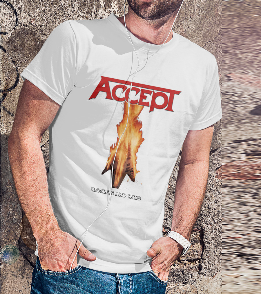 Accept Restless And Wild Flaming Guitar T-Shirt