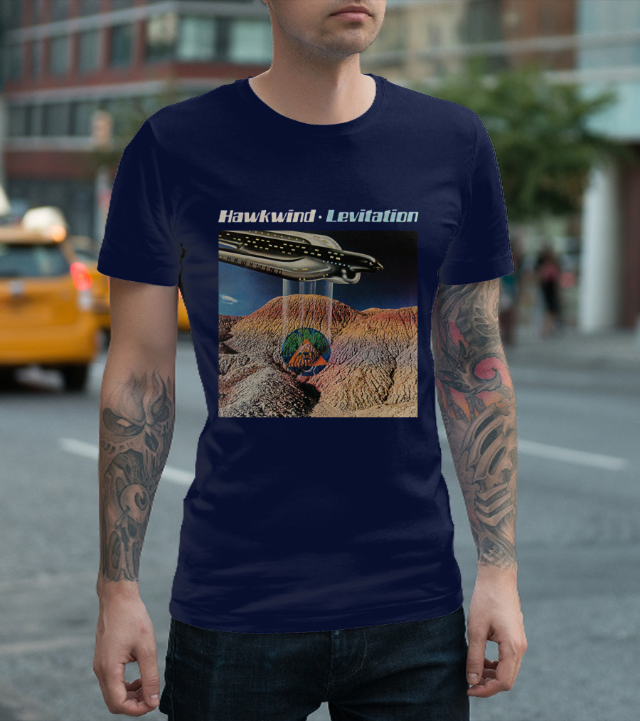 Hawkwind Levitation Spaceship Over Mountain Landscape T-Shirt