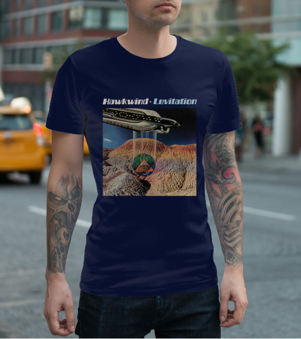 Hawkwind Levitation Spaceship Over Mountain Landscape T-Shirt