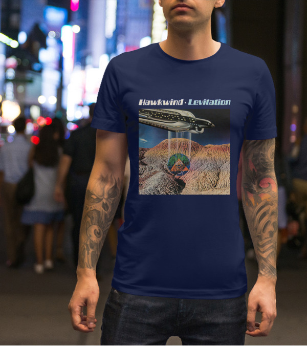 Hawkwind Levitation Spaceship Over Mountain Landscape T-Shirt