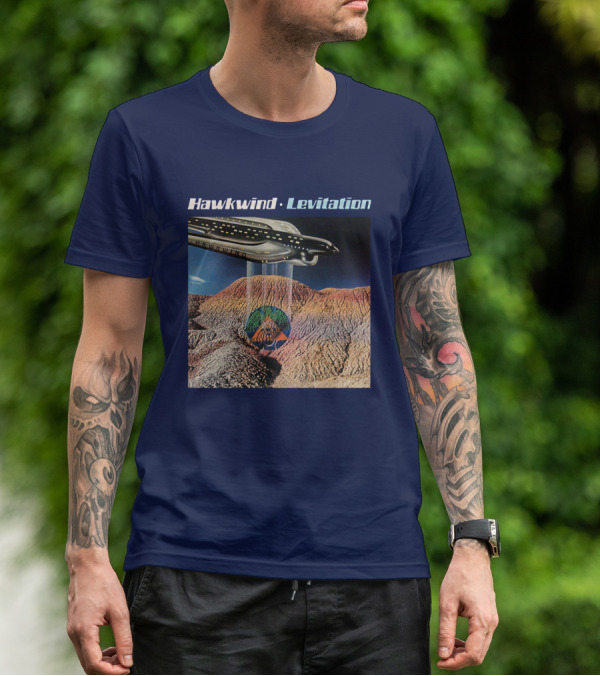 Hawkwind Levitation Spaceship Over Mountain Landscape T-Shirt