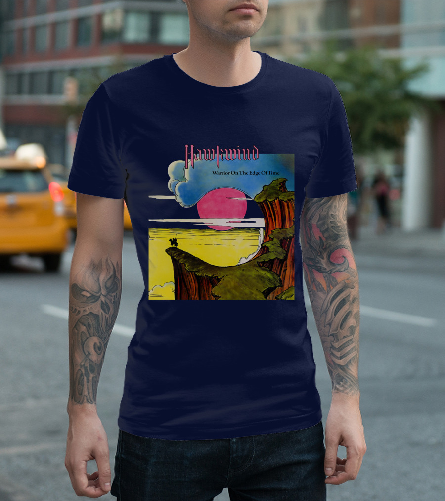 Hawkwind Warrior On The Edge Of Time Cliff Sunset Scene T-Shirt