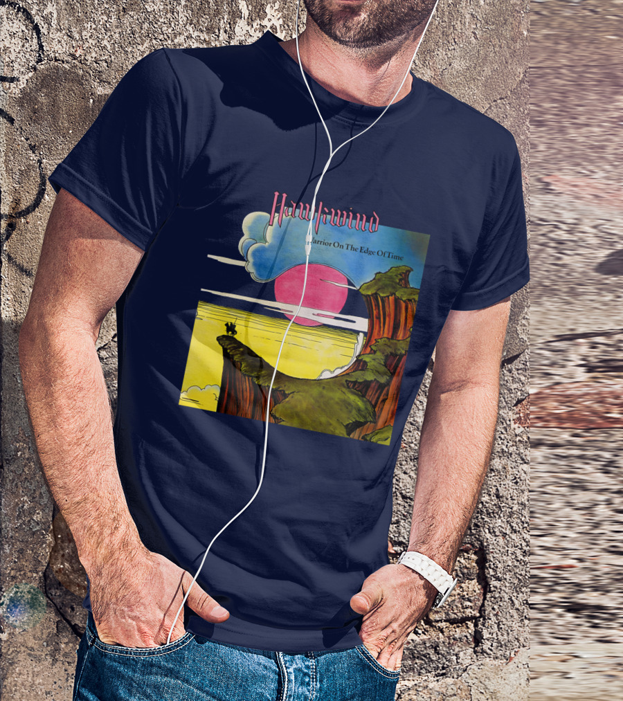 Hawkwind Warrior On The Edge Of Time Cliff Sunset Scene T-Shirt