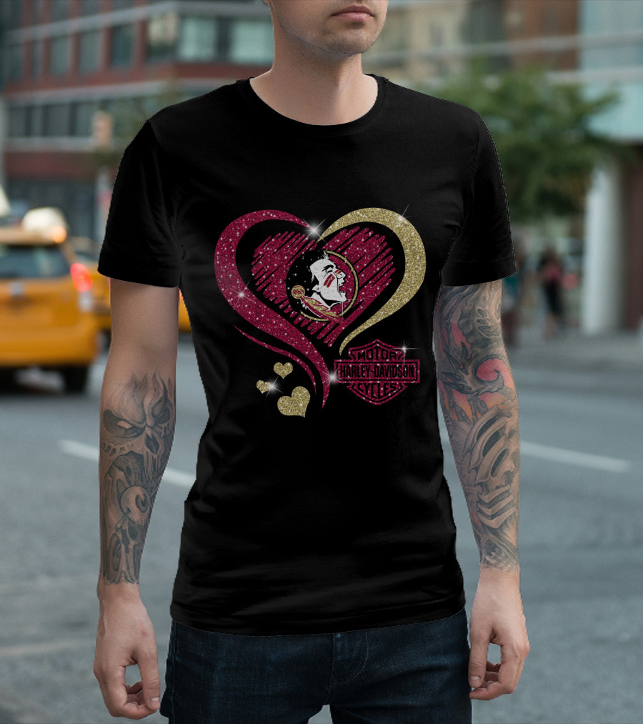 Harley Davidson Florida State Seminoles Heart T-Shirt