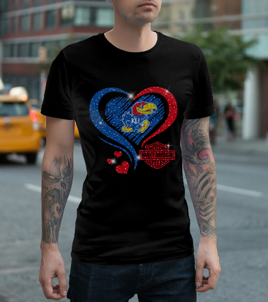 Ku Heart Harley Davidson Kansas Jayhawks T-Shirt