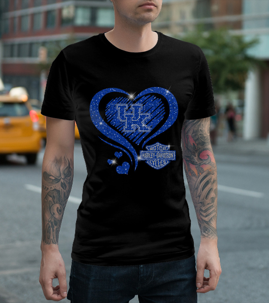 Kentucky Wildcats Harley Davidson Heart Uk T-Shirt