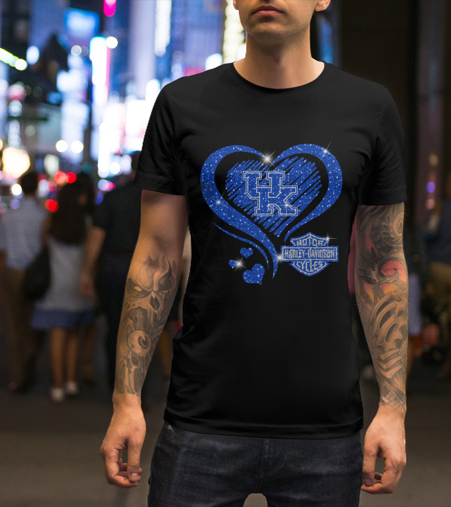 Kentucky Wildcats Harley Davidson Heart Uk T-Shirt