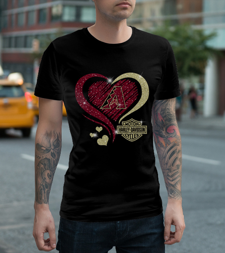 Arizona Diamondbacks Heart Harley Davidson Cycles T-Shirt
