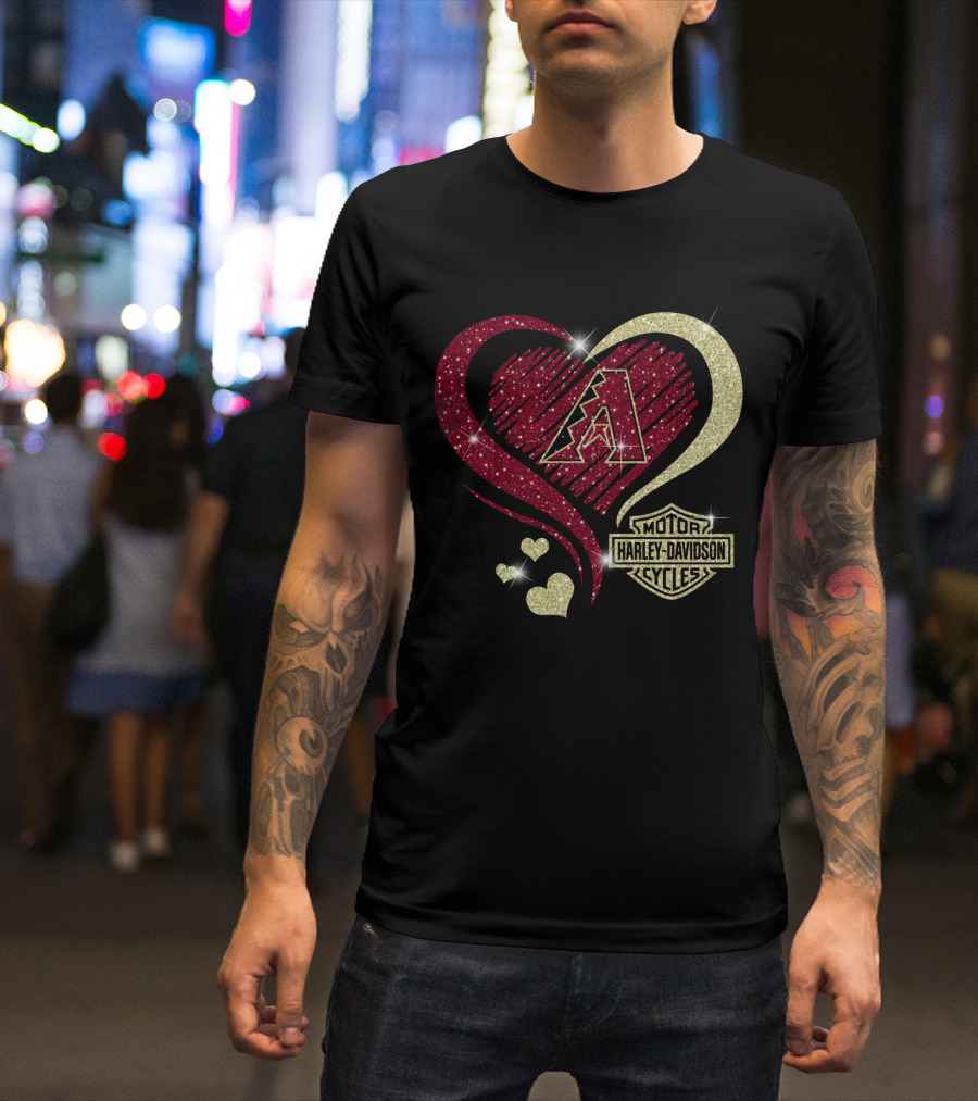 Arizona Diamondbacks Heart Harley Davidson Cycles T-Shirt