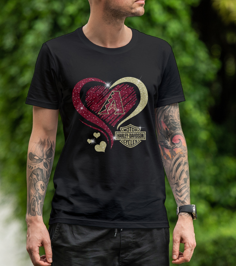 Arizona Diamondbacks Heart Harley Davidson Cycles T-Shirt