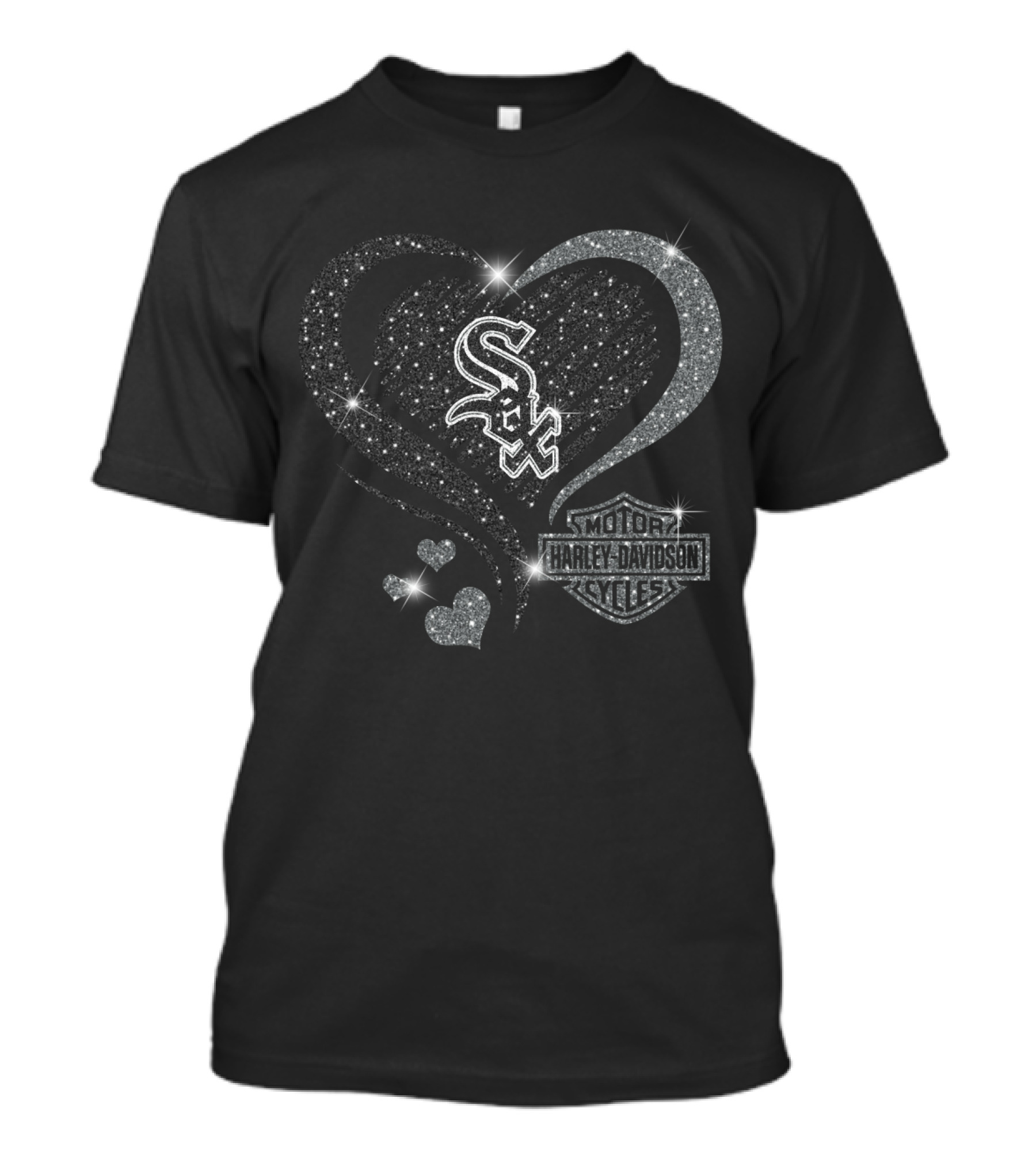 Chicago White Sox Harley Davidson Sparkle Heart T-Shirt