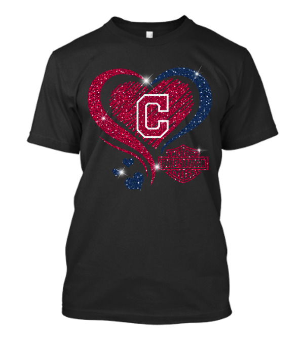 Cleveland Indians Heart Harley Davidson Styles T-Shirt