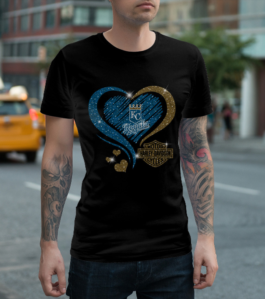 Kansas City Royals Harley Davidson Heart T-Shirt