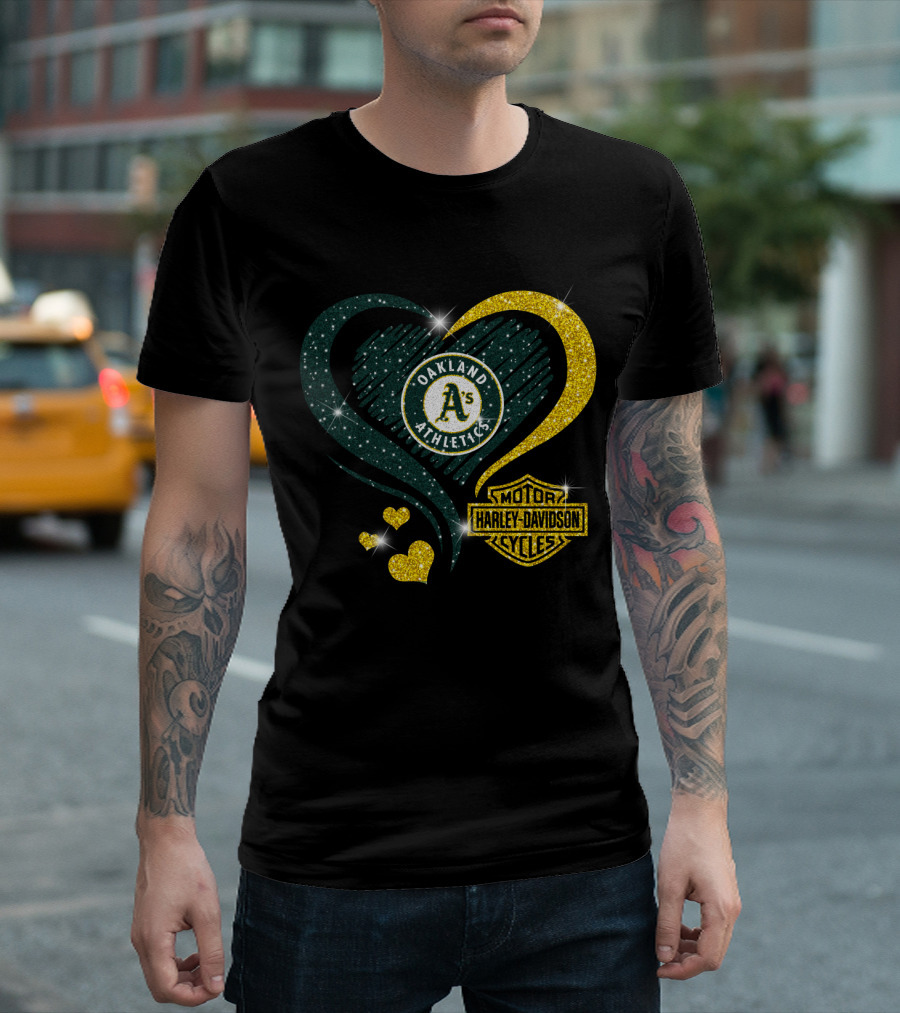 Oakland Athletics Heart Harley Davidson T-Shirt