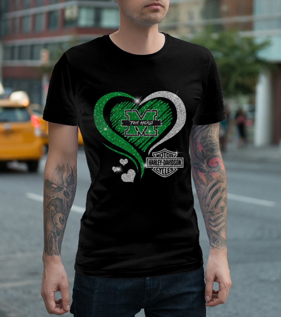 M The Herd Motor Harley Davidson Cycles Heart 0306Hd Marshall Thundering Herd T-Shirt