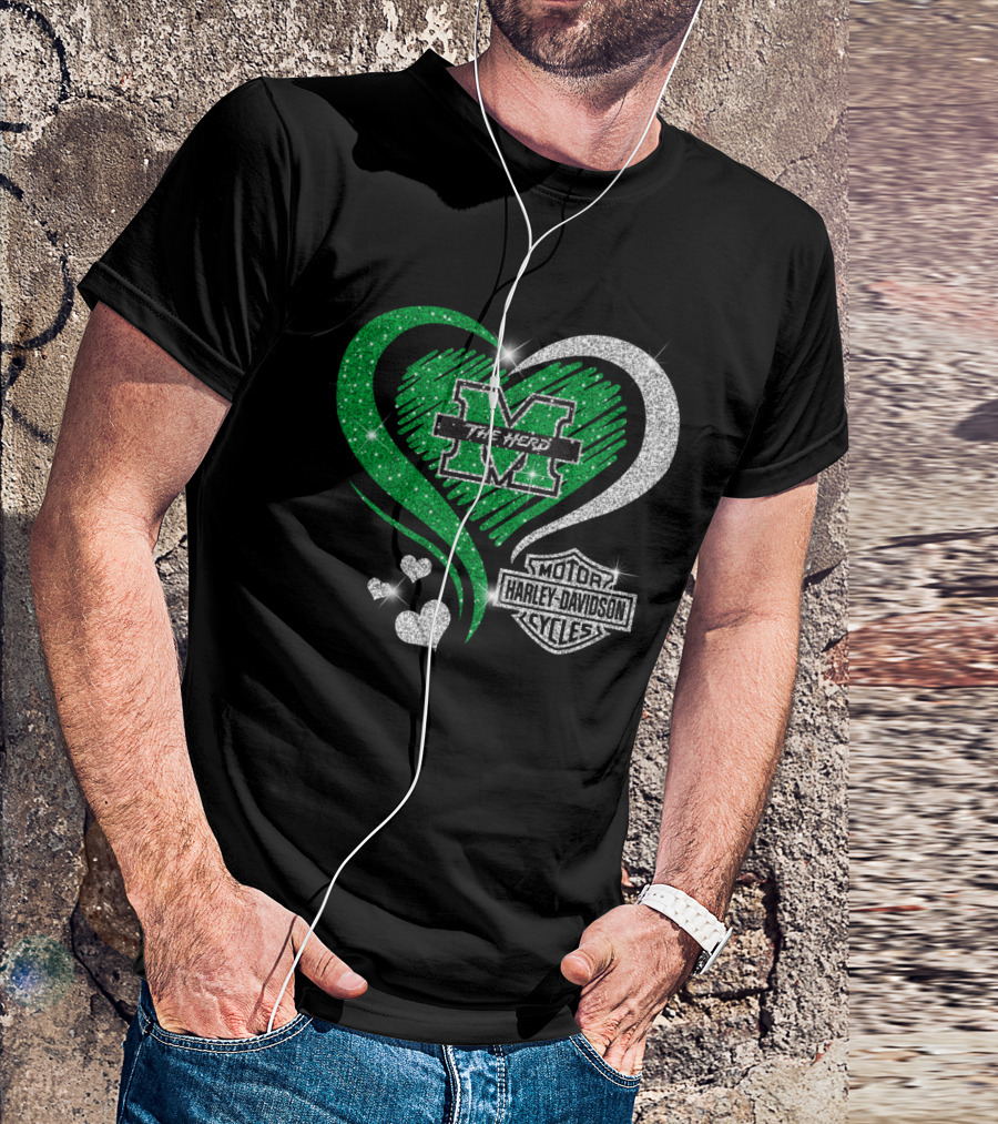 M The Herd Motor Harley Davidson Cycles Heart 0306Hd Marshall Thundering Herd T-Shirt