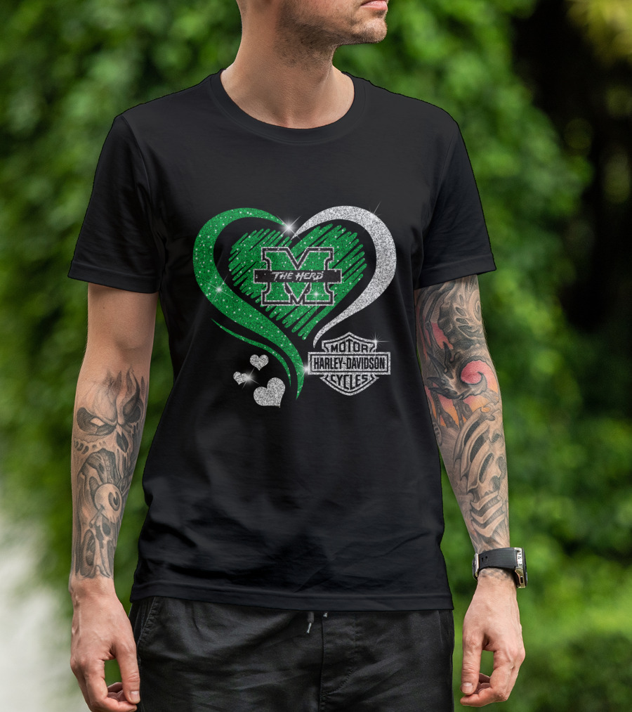 M The Herd Motor Harley Davidson Cycles Heart 0306Hd Marshall Thundering Herd T-Shirt