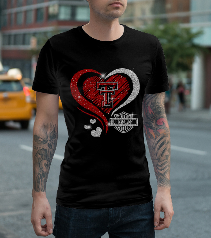 Texas Tech Red Raiders Harley Davidson Heart T-Shirt