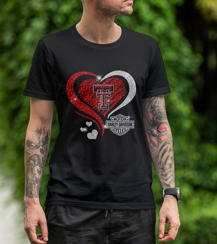 Texas Tech Red Raiders Harley Davidson Heart T-Shirt