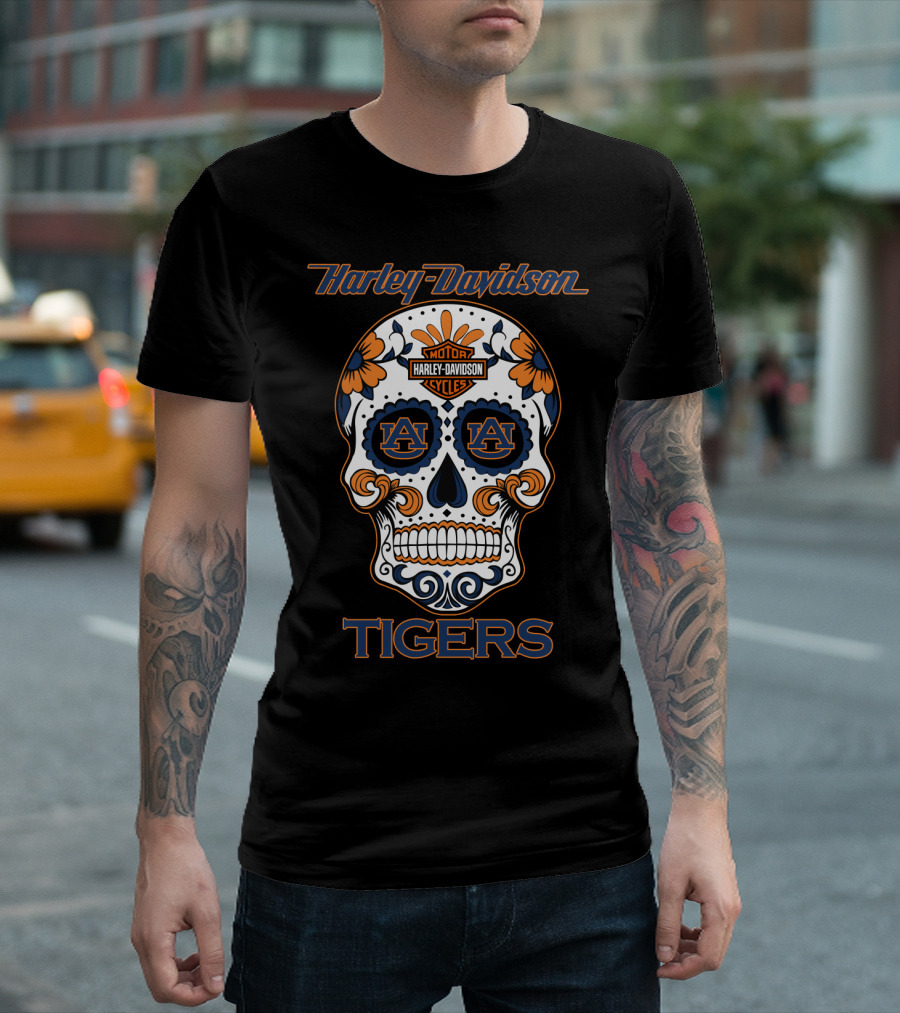 Harley Davidson Auburn Tigers Sugar Skull T-Shirt