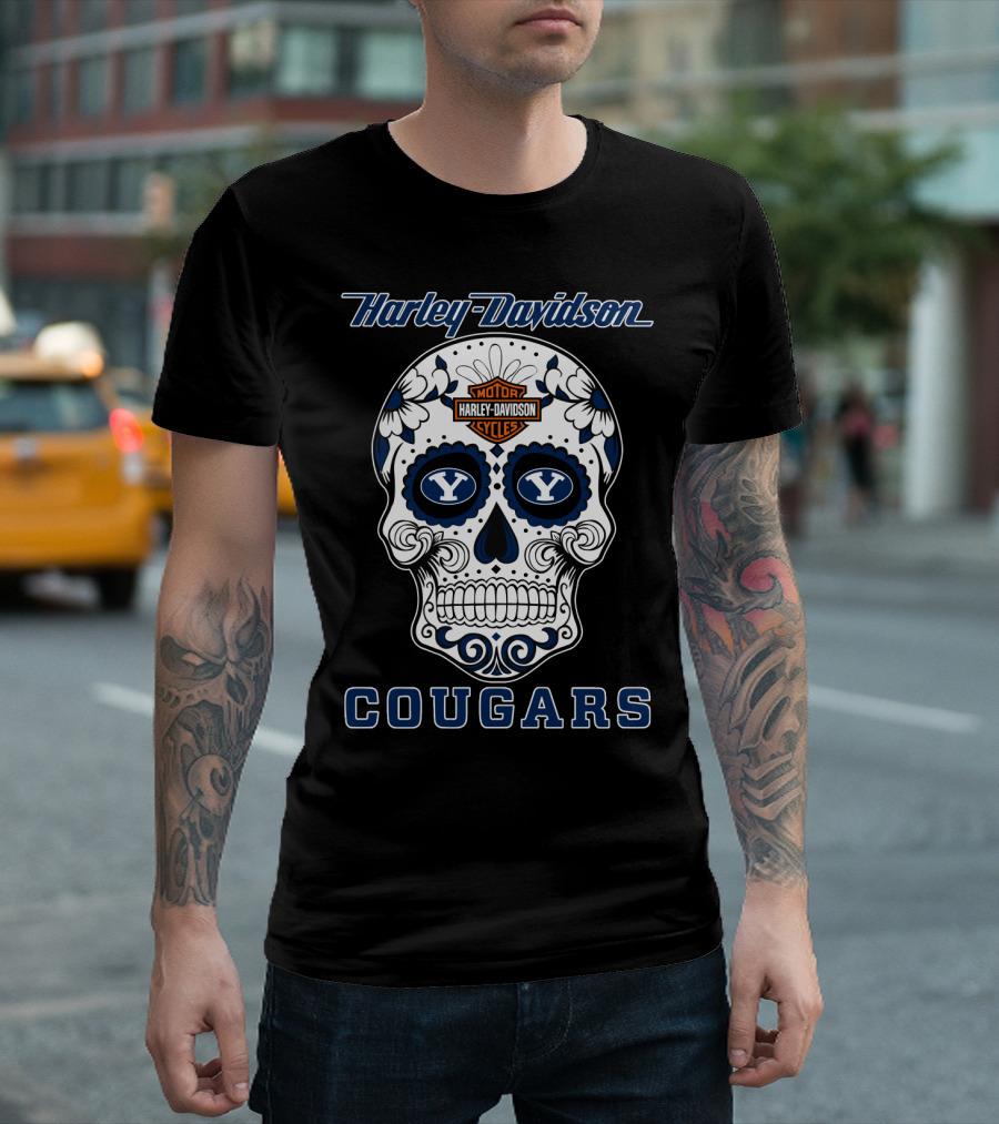Harley Davidson Byu Cougars Sugar Skull T-Shirt