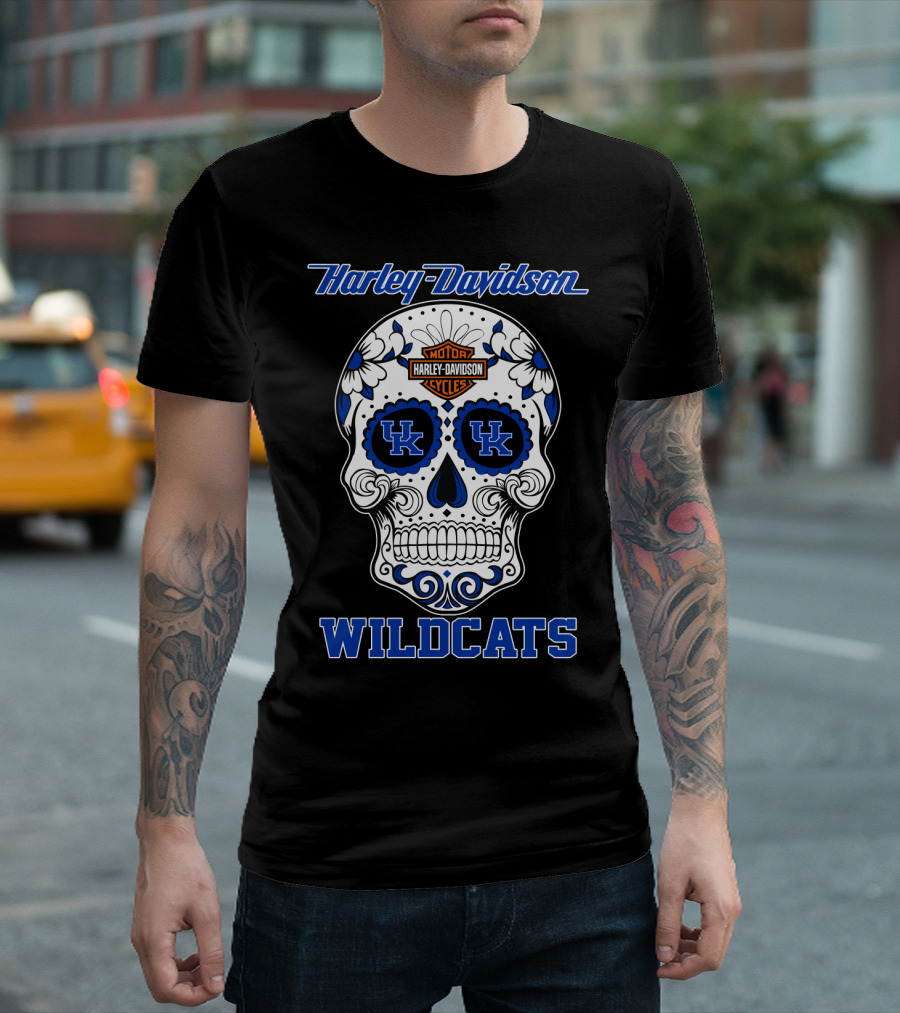 Harley Davidson Kentucky Wildcats Sugar Skull Mood T-Shirt