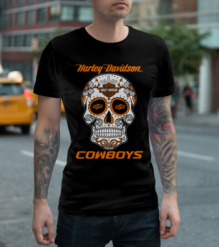 Harley Davidson Oklahoma State University Cowboys Skull Osu T-Shirt